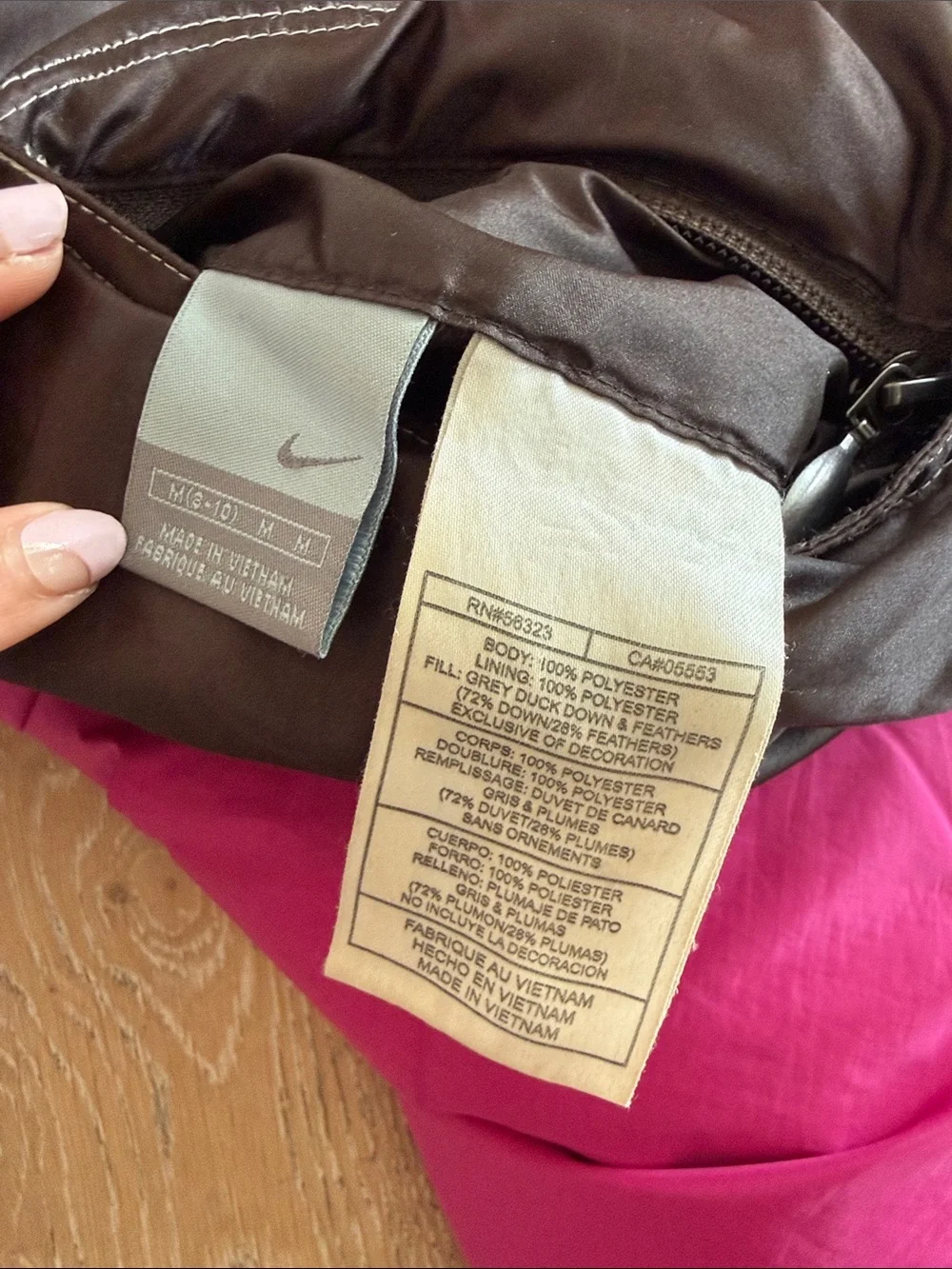 Nike Kids Down Reversible Quilted Brown and Pink Puffer Vest 90s